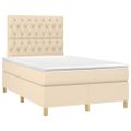 vidaXL Boxspring posteľ s matracom krémový 120x200 cm látka