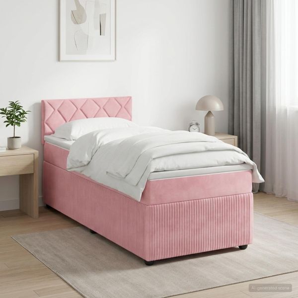 vidaXL Posteľ boxspring s matracom Ružová 100 x 200 cm Zamat