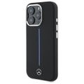 Mercedes puzdro pre iPhone 16 Pro 6,3" MEHMP16L23SUMBK Hardcase Silicone Blue Stripe MagSafe čierne