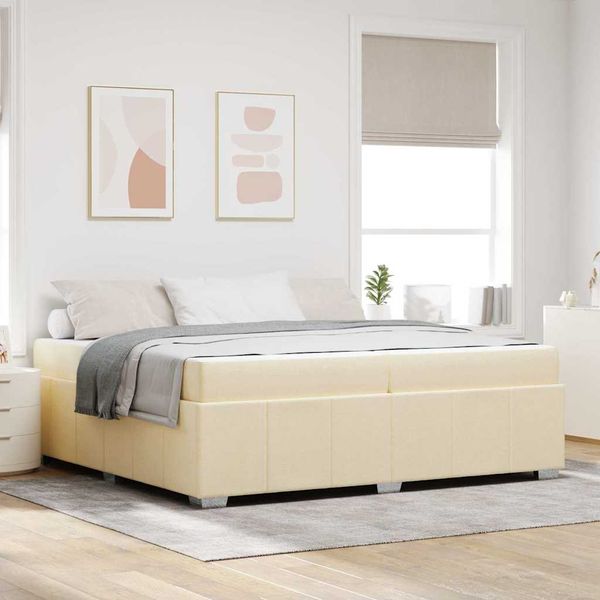 vidaXL Rám postele s matracmi Krémová 200 x 200 cm látka