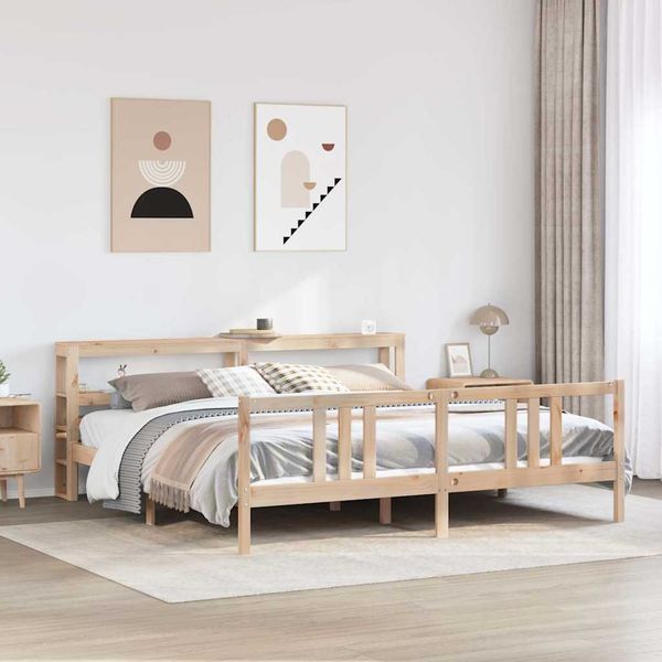 vidaXL Posteľný rám s čelom 200x200 cm masívna borovica