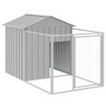 vidaXL Búda pre psa so strechou bledosivá 117x405x123 cm pozin. oceľ