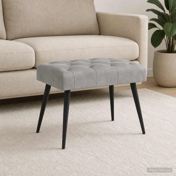 vidaXL Lavica s gombíkovým prešívaním Svetlosivá 60 x 40 x 45 cm Zamat