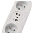 Predlžovací kábel EMOS P0211E / 1,4 m / 2 zásuvky+2×USB-A+1×USB-C / biely / PVC / 1,5 mm2
