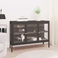 vidaXL Komoda antracitová 105x35x70 cm oceľ a sklo