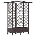 vidaXL Vyvýšený záhon s mriežkou a strechou Hnedá 124 x 40 x 129 cm PP