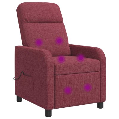 vidaXL Masážne relaxačné kreslo Víno červené Látka