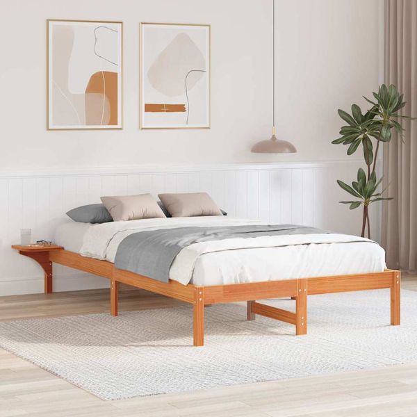 vidaXL Rám postele Včelí hnedý 140 x 190 cm Masívne borovicové drevo