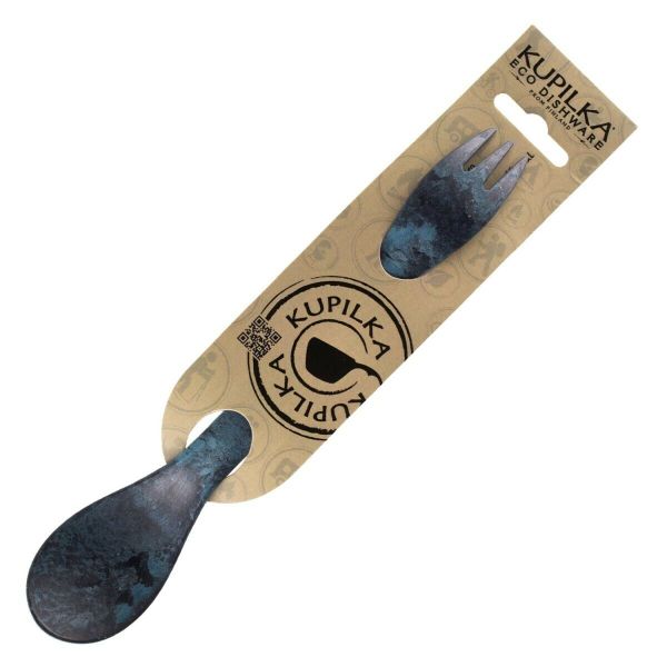 Kupilka S05K Spork Black vidlička + lyžička 22,5 cm, modrá