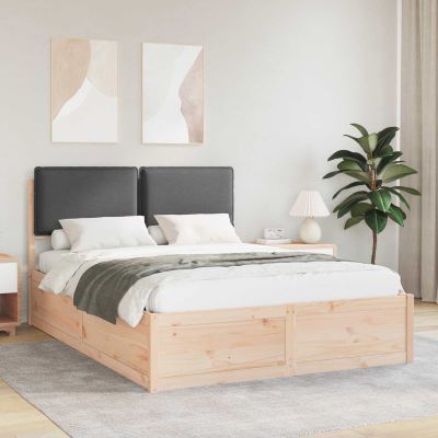 vidaXL Rám postele s čalúneným čelom Tmavo šedá 135 x 190 cm