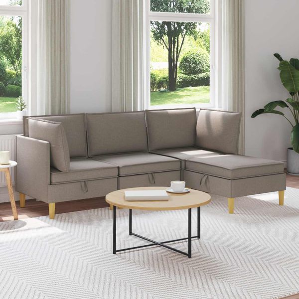 vidaXL Modulárny pohovkový set s úložným priestorom 4 pcs Sivohnedá