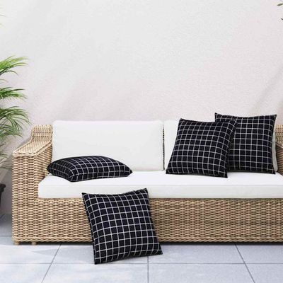 vidaXL Rozhadzovacie vankúše Kockovaný 4 pcs Čierna kocka 60 x 60 cm