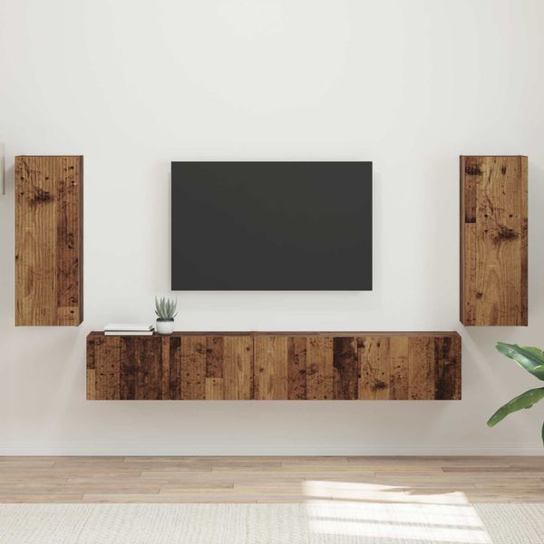 vidaXL Zostava TV skriniek 4 pcs Staré drevo Kompozitné drevo