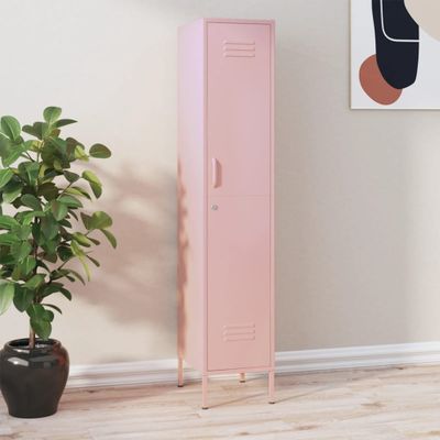 vidaXL Uzamykacia skriňa ružová 35x46x180 cm oceľová