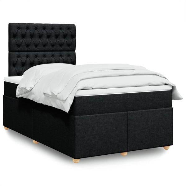 vidaXL Boxspring posteľ s matracom čierna 120x190 cm látka