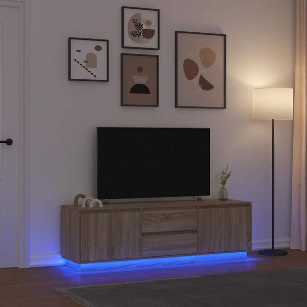 vidaXL TV skrinka s LED svetlami dub sonoma 160,5x41x50 cm