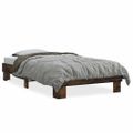 vidaXL Posteľný rám dymový dub 90x200 cm kompozitné drevo a kov