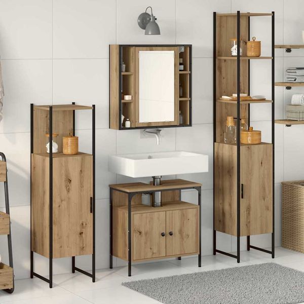 vidaXL Sada kúpeľňového nábytku 4 pcs Remeselný dub Kompozitné drevo