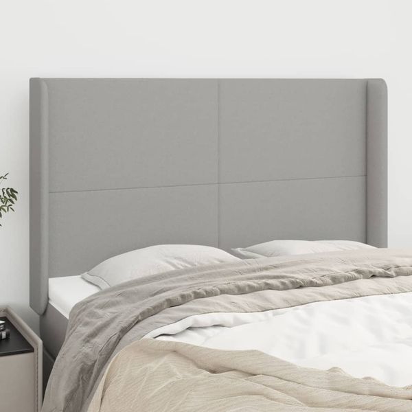vidaXL Čelo postele so záhybmi bledosivé 147x16x118/128 cm látka