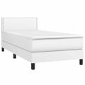 vidaXL Boxspring posteľ s matracom a LED biela 90x190 cm umelá koža
