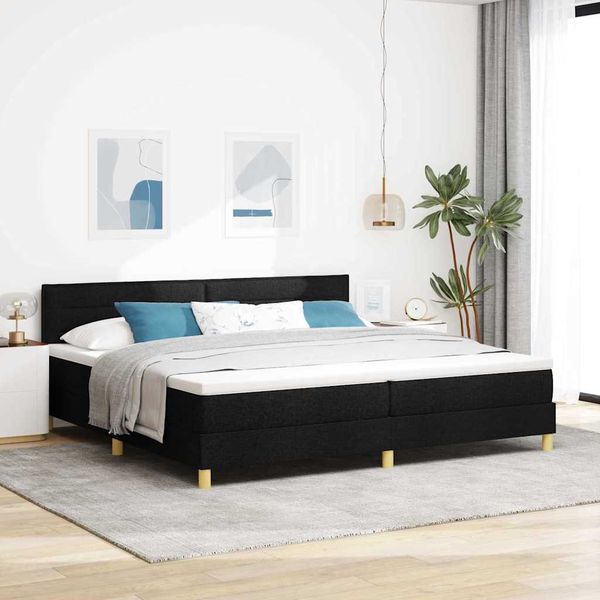 vidaXL Posteľ s pružinovým rámom s vankúšom Čierna 200 x 200 cm látka