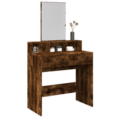vidaXL Toaletný stolík so zrkadlom dymový dub 80x41x144,5 cm