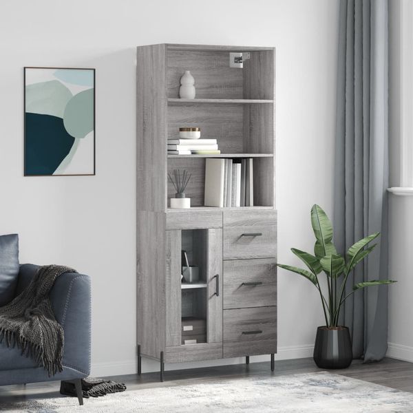 vidaXL Vysoká skrinka sivý dub sonoma 69,5x34x180 cm spracované drevo