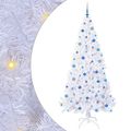 vidaXL Umelý vianočný stromček s 300 LED-i Biela 210 cm PVC a oceľ