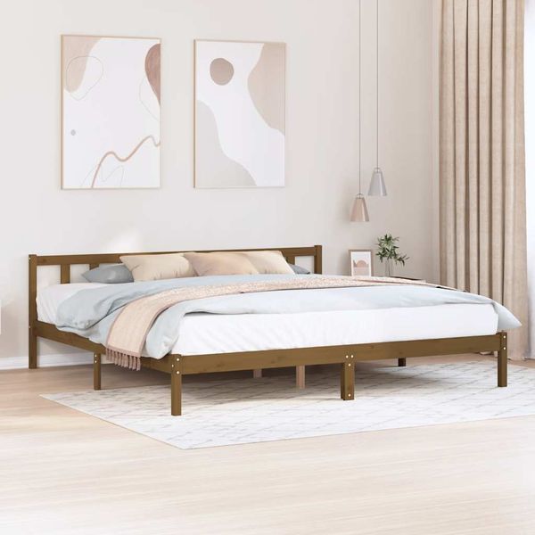 vidaXL Posteľný rám medovo-hnedý borovicový masív 200x200 cm