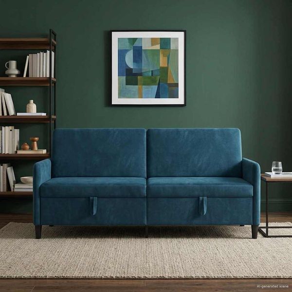 vidaXL Sofa s úložným priestorom Modrá 192 x 78 x 87 cm Polyester