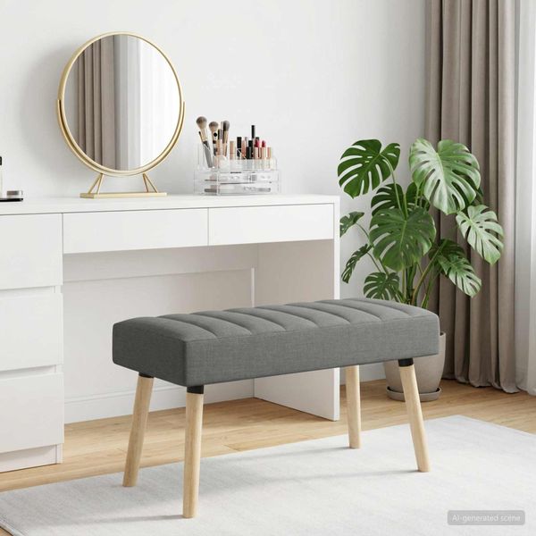 vidaXL Pruhovo prešitá lavica Tmavosivá 80 x 40 x 46 cm Látka