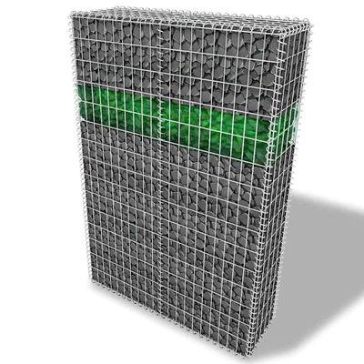 vidaXL Záhradná gabiónová stena+sklenené kamienky a LED 100x30x150 cm