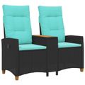 vidaXL Hojdačka s tabletou 2 -Seater 126 x 65 x 112 cm polyratan