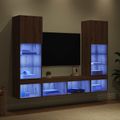 vidaXL TV nástenné jednotky s LED 5 ks Remeselný dub Kompozitné drevo