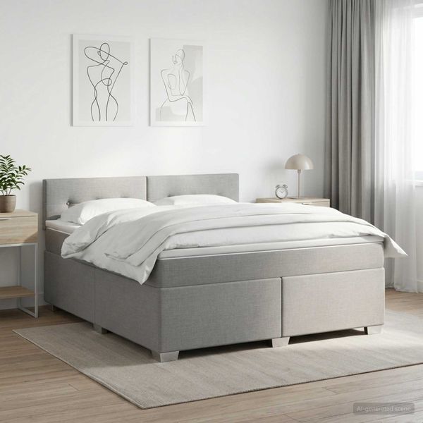 vidaXL Posteľ boxspring s matracom Svetlosivá 140 x 190 cm Látka