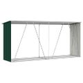 vidaXL Záhradná kôlňa na drevo galvanizovaná oceľ 330x84x152 cm zelená