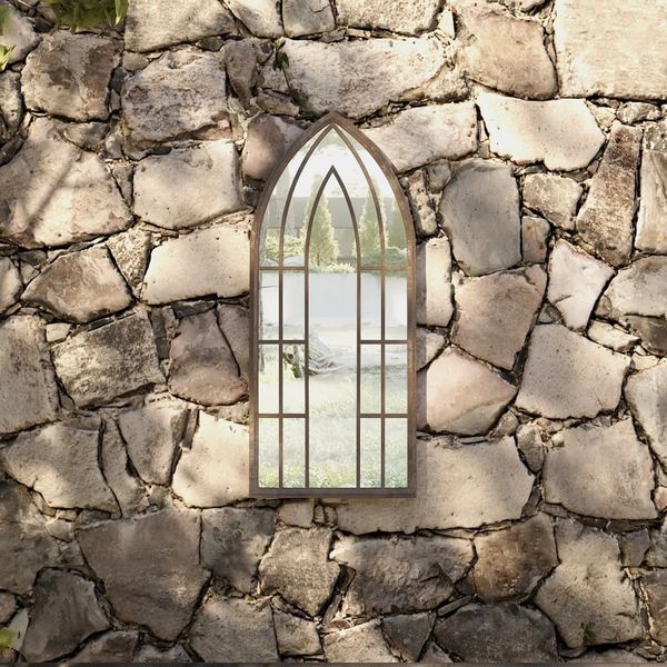 vidaXL Záhradné zrkadlo pieskové 70x30 cm exteriérové železo