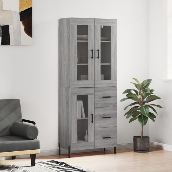vidaXL Vysoká skrinka sivý dub sonoma 69,5x34x180 cm spracované drevo