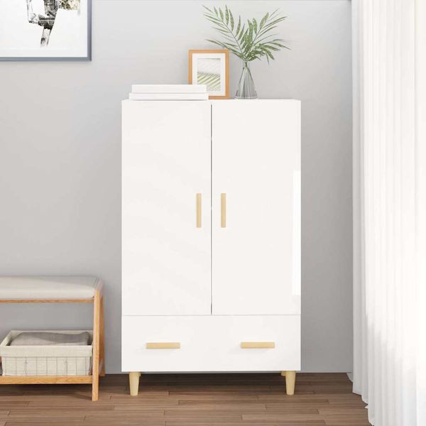 vidaXL Vysoká skrinka lesklá biela 70x31x115 cm spracované drevo