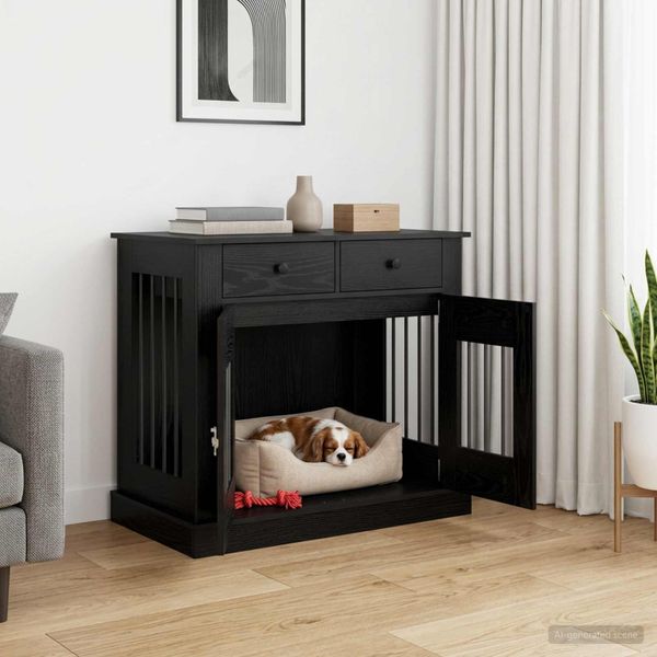 vidaXL Nábytok pre psa Čierny dub 90 x 47,5 x 80 cm Kompozitné drevo