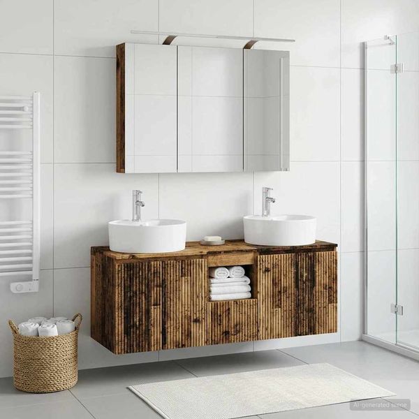 vidaXL Set kabinetov do kúpeľne 4 pcs Staré drevo Kompozitné drevo