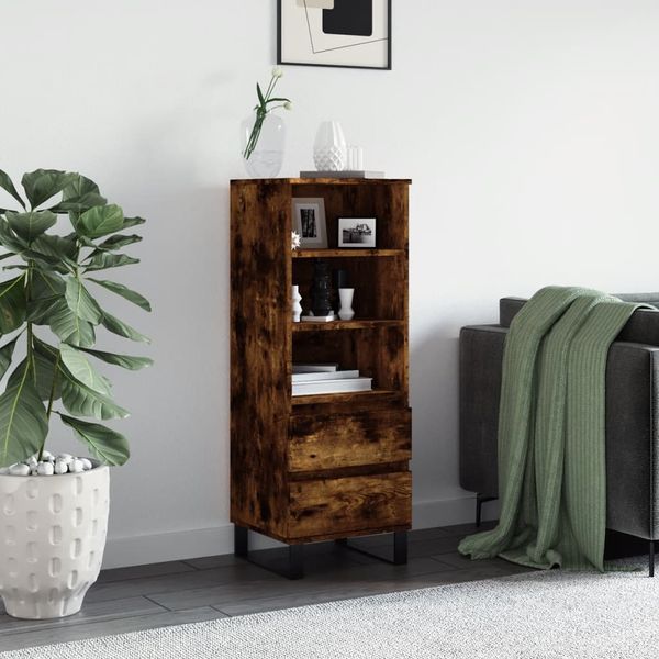 vidaXL Vysoká skrinka dymový dub 40x36x110 cm spracované drevo