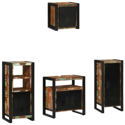 vidaXL Sada kúpeľňového nábytku Nástenný 4 pcs Masívne obnovené drevo