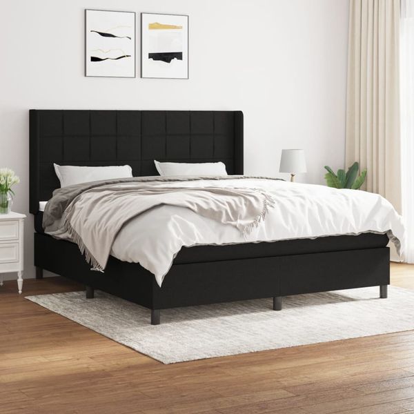 vidaXL Posteľný rám boxspring s matracom čierny 160x200 cm látka