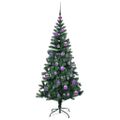 vidaXL Umelý predsvietený vianočný stromček Zelená 150 cm PVC a kov