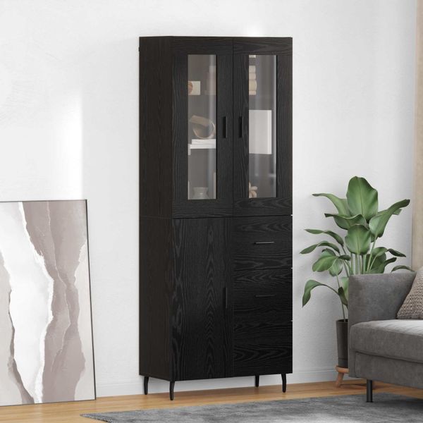 vidaXL Highboard so zásuvkou 2 pcs Čierny dub Kompozitné drevo