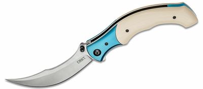 CRKT CR-7471 Columbia River Ritual™ Ivory Blue vreckový nôž 11 cm, modrá, živica, nerez