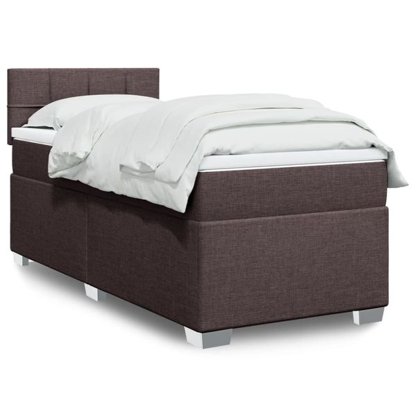 vidaXL Posteľný rám boxsping s matracom hnedý 90x200 cm látka