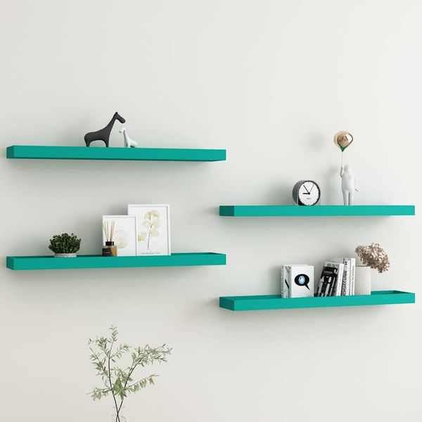 vidaXL Terasové nástenné police 4 ks modré 80x15x4 cm MDF