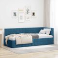 vidaXL Rohový rám postele s čelnou doskou Modrá 80 cm x 200 cm Zamat